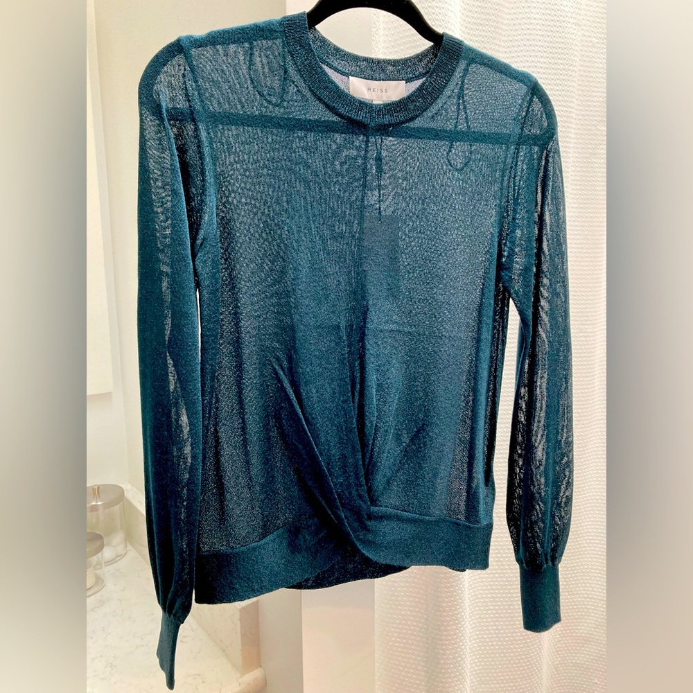 REISS Steph Women's Metallic Twist Front Sheer Blouse
